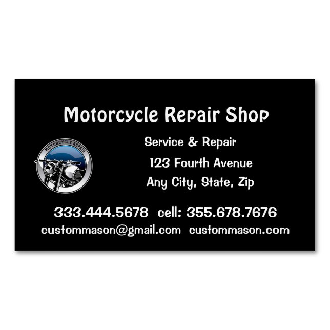 Motorcycle Repair & Service Shop Business Card (Front)