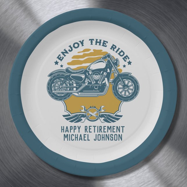 Motorcycle Retirement Party Invitation Paper Plate (Creator Uploaded)