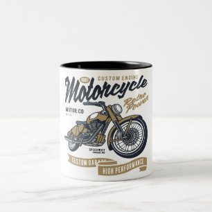 motorcycle retro power Two-Tone coffee mug