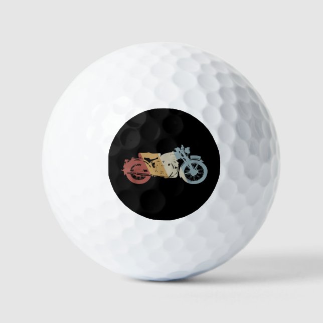 Motorcycle Retro Style Vintage Golf Balls (Front)