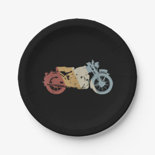 Motorcycle Retro Style Vintage Paper Plate