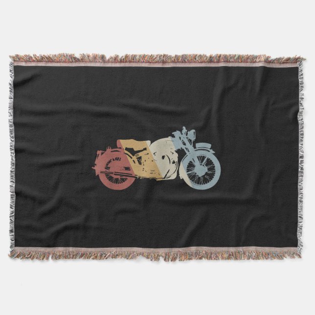 Motorcycle Retro Style Vintage Throw Blanket (Front)
