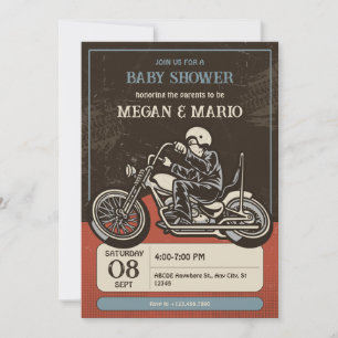 Motorcycle rider baby shower invitation