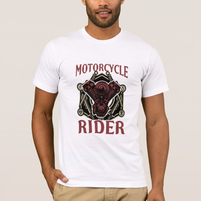 Motorcycle Rider Bike Engine Text  T-Shirt (Front)