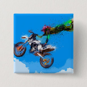 Motorcycle rider motocross jump 15 cm square badge