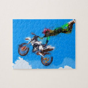 Motorcycle rider motocross jump jigsaw puzzle