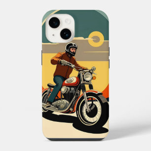 Motorcycle Rider Retro Style 🌅 iPhone 14 Case