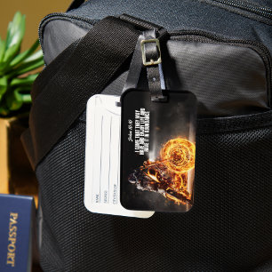Motorcycle Rider with Fire and John 10:10 Verse Luggage Tag