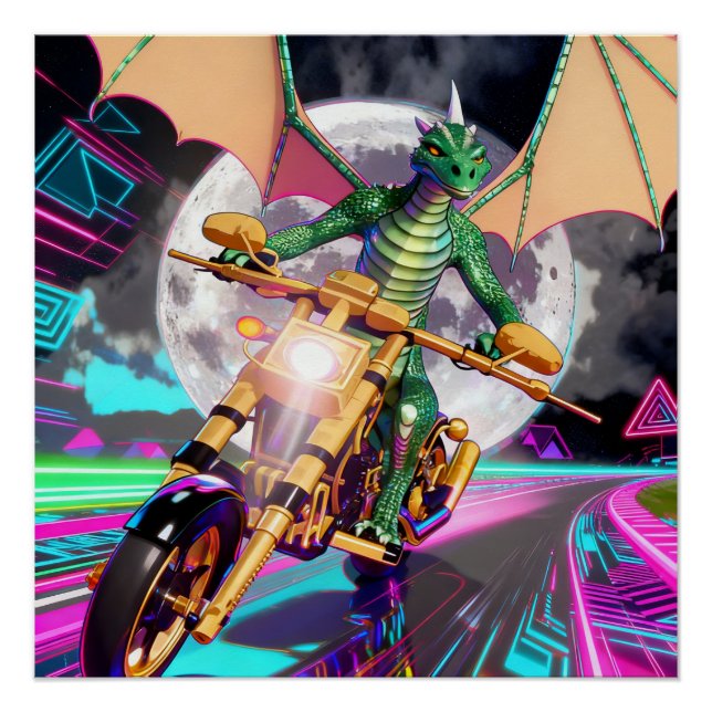 Motorcycle Riding Dragon Poster (Front)