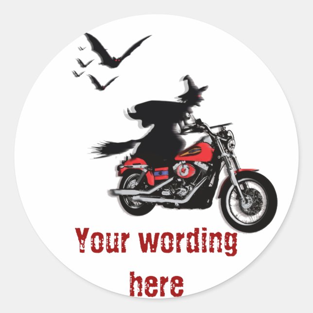Motorcycle riding witch stickers - customise (Front)