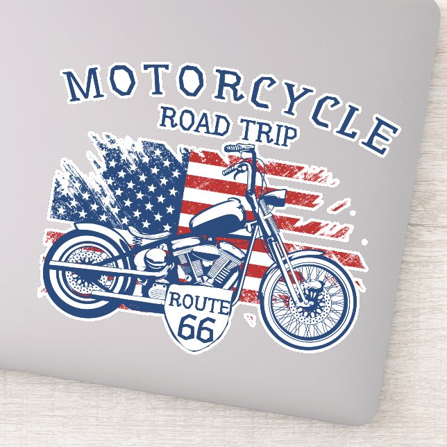 Motorcycle Road Trip Route 66 USA Flag  (Detail)