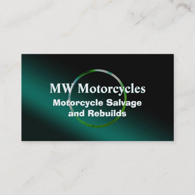 Motorcycle Salvage and Rebuild, embossed-look ring Business Card (Front)