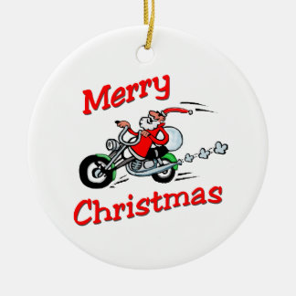 Motorcycle Santa Ceramic Tree Decoration