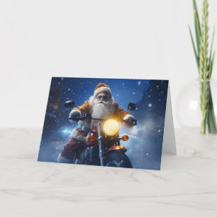 Motorcycle Santa Christmas Card