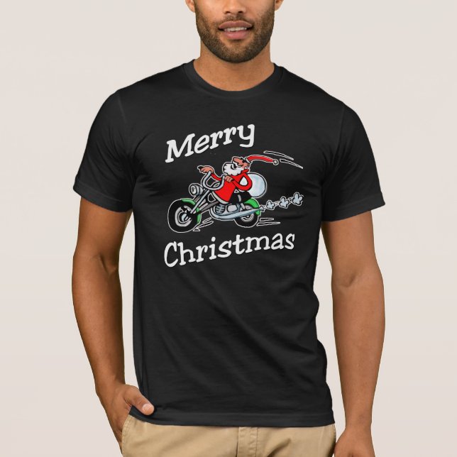 Motorcycle Santa Dark T-Shirt (Front)