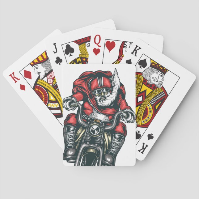 Motorcycle Santa Playing Cards (Back)