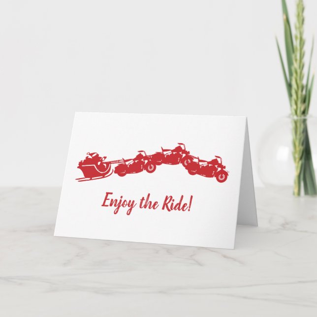 Motorcycle Santa Sleigh Christmas Card (Front)