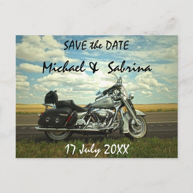  Motorcycle Save the Date Announcement Postcard (Front)