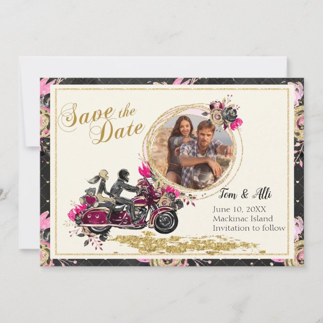 Motorcycle Save the Date Invitation (Front)