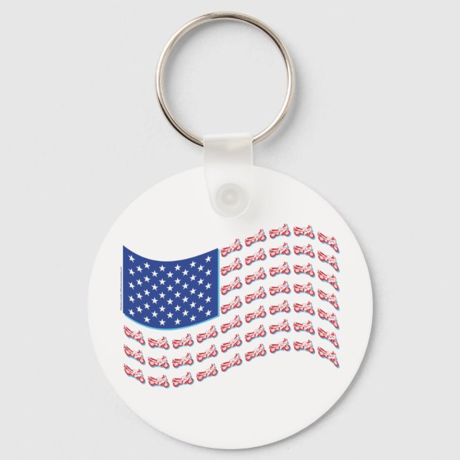 Motorcycle-Shadow-Flag-Wave Key Ring (Front)
