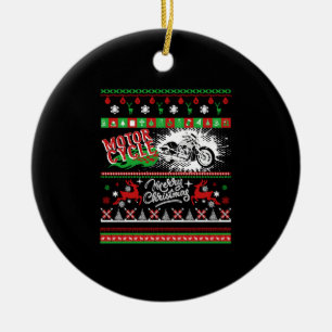 Motorcycle Shirt - Motorcycle Christmas Shirt Ceramic Tree Decoration