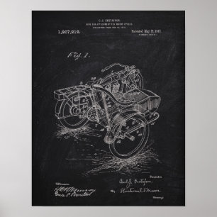 Motorcycle Side-Car 1885 Patent Chalkboard Poster
