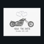 Motorcycle & Silver Hearts Biker Save The Date Announcement Postcard<br><div class="desc">Motorcycle & Silver Hearts Biker Save The Date. Matching items in my store. Contact me for a custom order or custom colouring.</div>