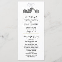 Motorcycle & Silver Hearts Biker Wedding Program