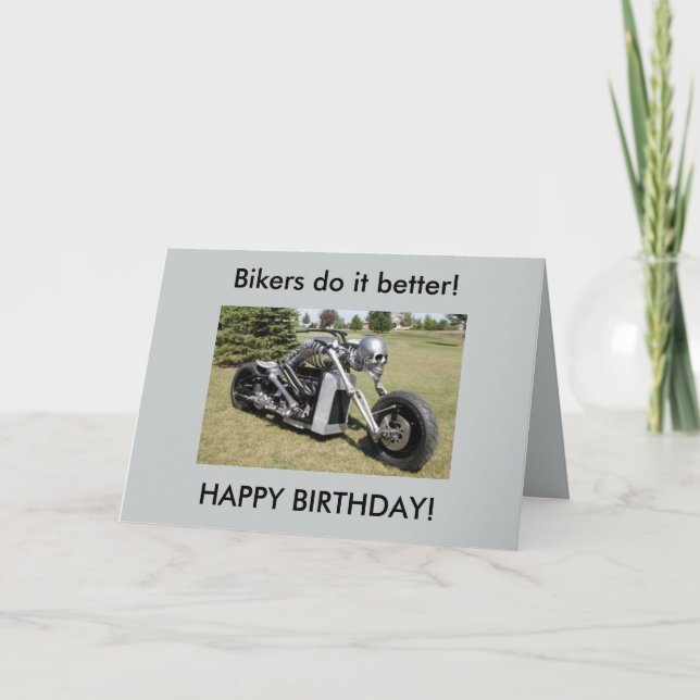 Motorcycle skeleton birthday card (Front)