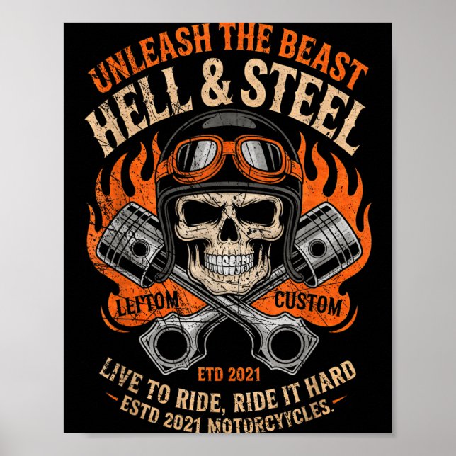 Motorcycle Skull And Ston Crossbones For Men Biker Poster (Front)