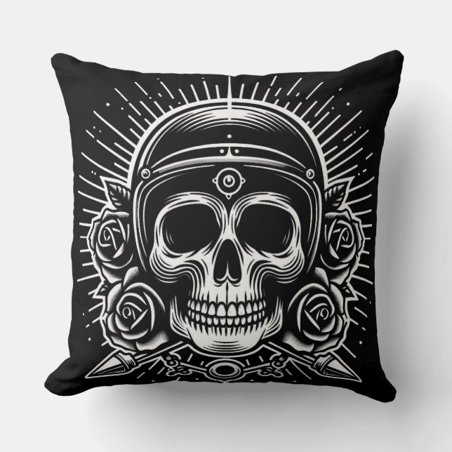 Motorcycle skull legend cushion (Front)