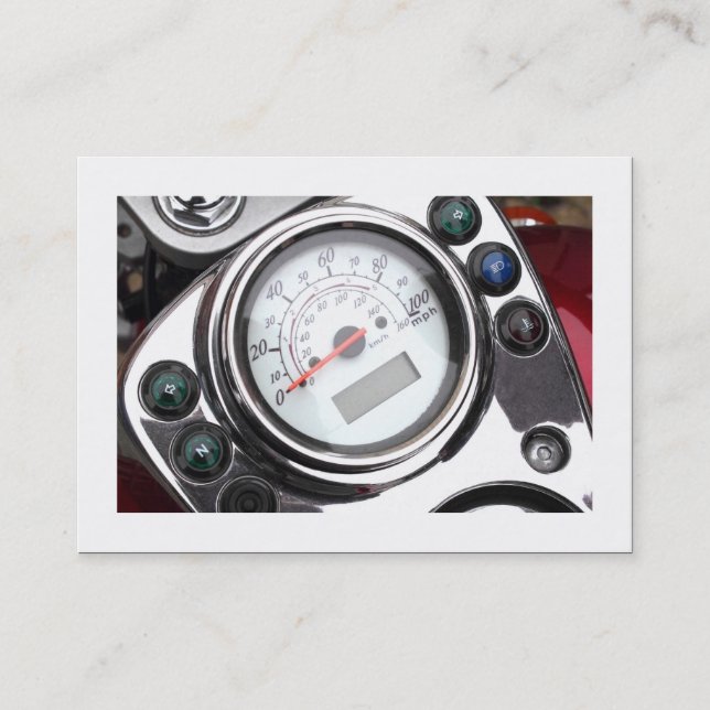 Motorcycle Speedometer (Bordered) Business Card (Front)