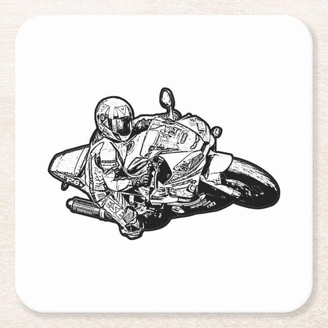 Motorcycle   square paper coaster (Front)