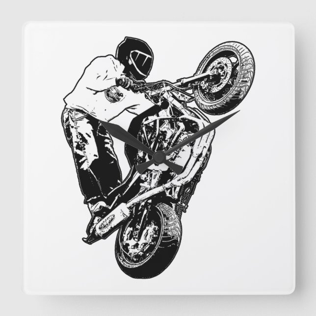 Motorcycle    square wall clock (Front)