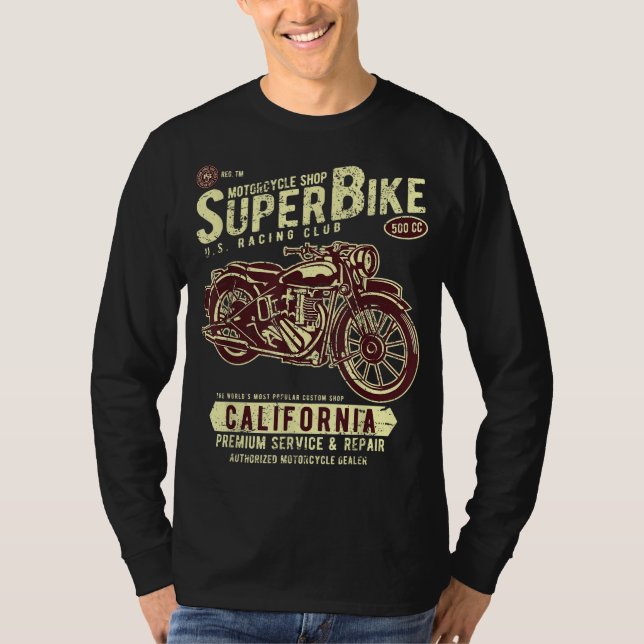 Motorcycle Super Bike Custom Classic Bike Shop Vin T-Shirt (Front)