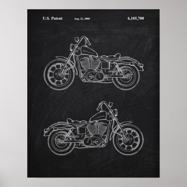 Motorcycle Swing Arm Cover Patent Chalkboard Poster (Front)