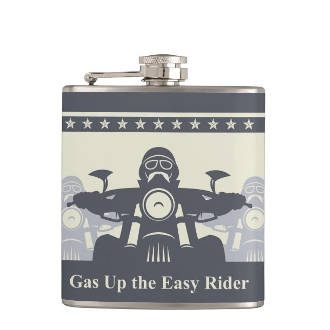 Motorcycle Theme Flask, Biker Rally Easy Rider Hip Flask (Front)