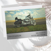 Motorcycle-themed birthday event photo Invitation