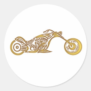 Motorcycle tribal - Choose background colour Classic Round Sticker