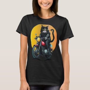 Motorcycle Tuxedo Cat  Dad Mum Kittens T-Shirt