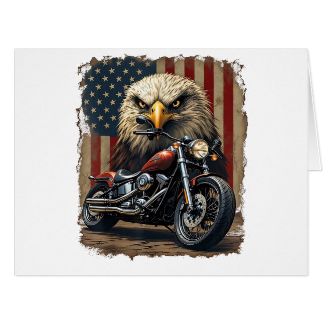 Motorcycle USA Flag Retro Biker Chopper (Front Horizontal)