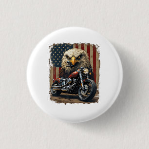 Motorcycle USA Flag Retro Biker Chopper 3 Cm Round Badge