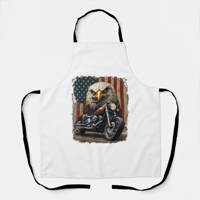 Motorcycle USA Flag Retro Biker Chopper Apron (Front)