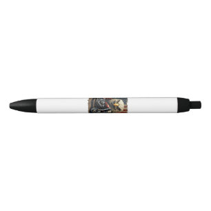 Motorcycle USA Flag Retro Biker Chopper Black Ink Pen