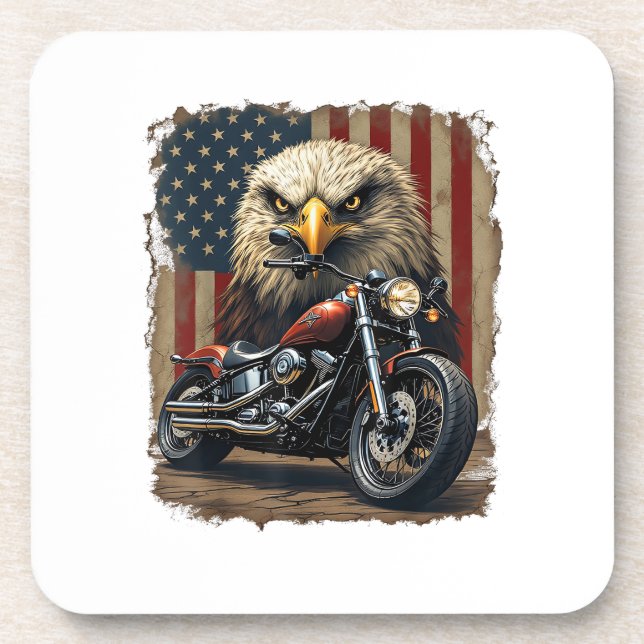 Motorcycle USA Flag Retro Biker Chopper Coaster (Front)