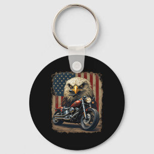 Motorcycle Usa Flag Retro Biker Chopper Key Ring