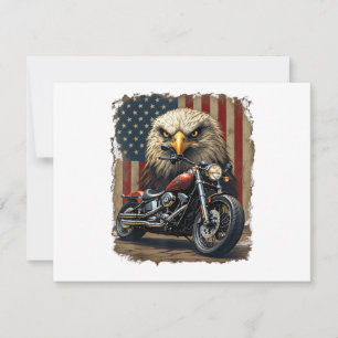 Motorcycle USA Flag Retro Biker Chopper Thank You Card