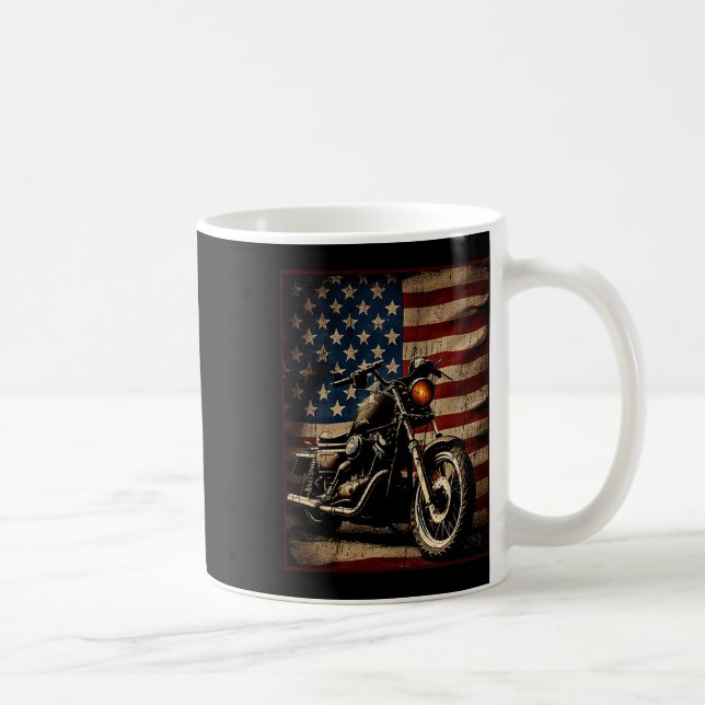 Motorcycle Usa Flag Retro Biker  Coffee Mug (Right)