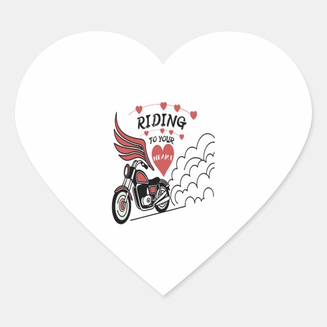 Motorcycle Valentine Heart Sticker (Front)