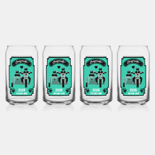 Motorcycle Wedding Gifts For Couple Can Glass